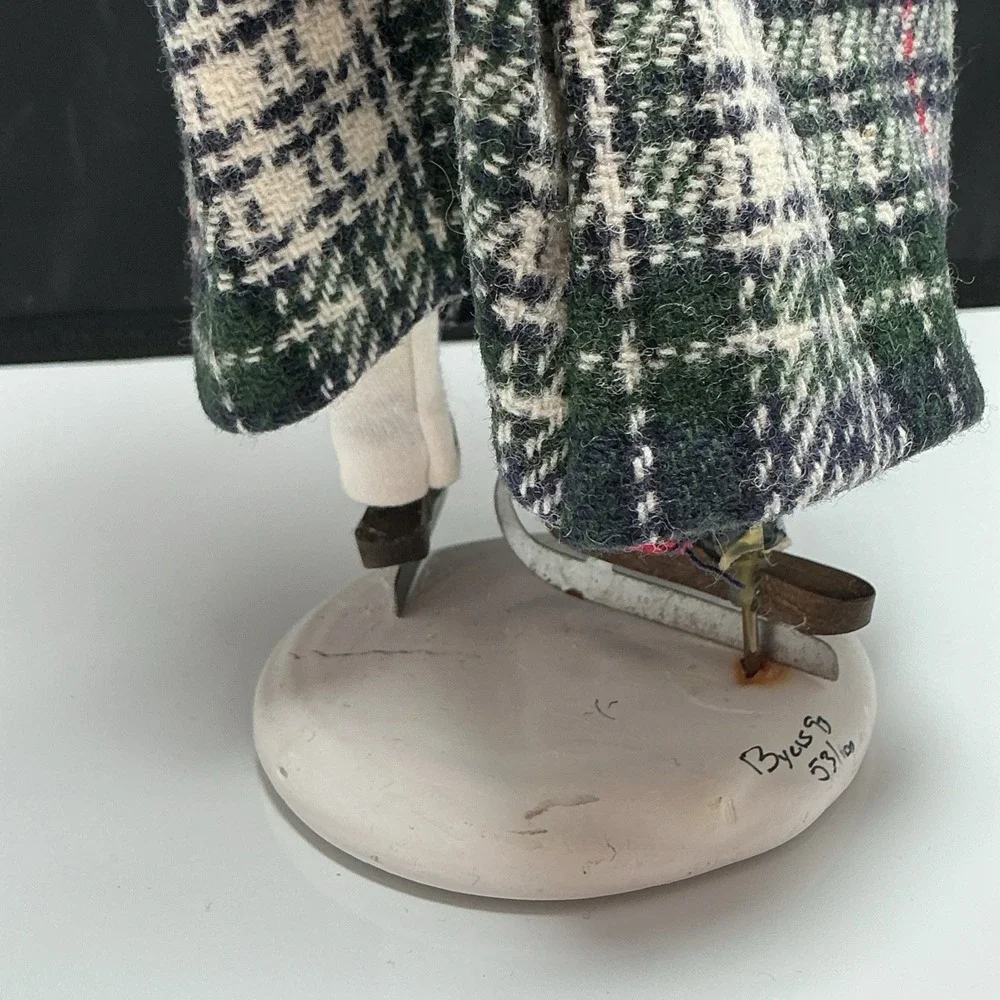 Byers Choice 1993 Limited Edition 53/100 Ice Skater Woman Plaid White Base RARE